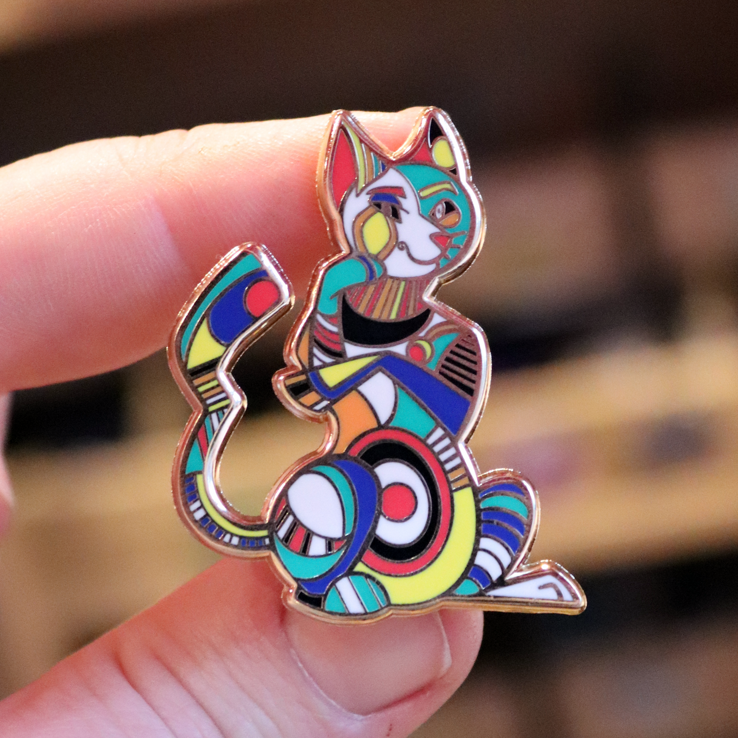 Picasso Cat Gold Enamel Pin