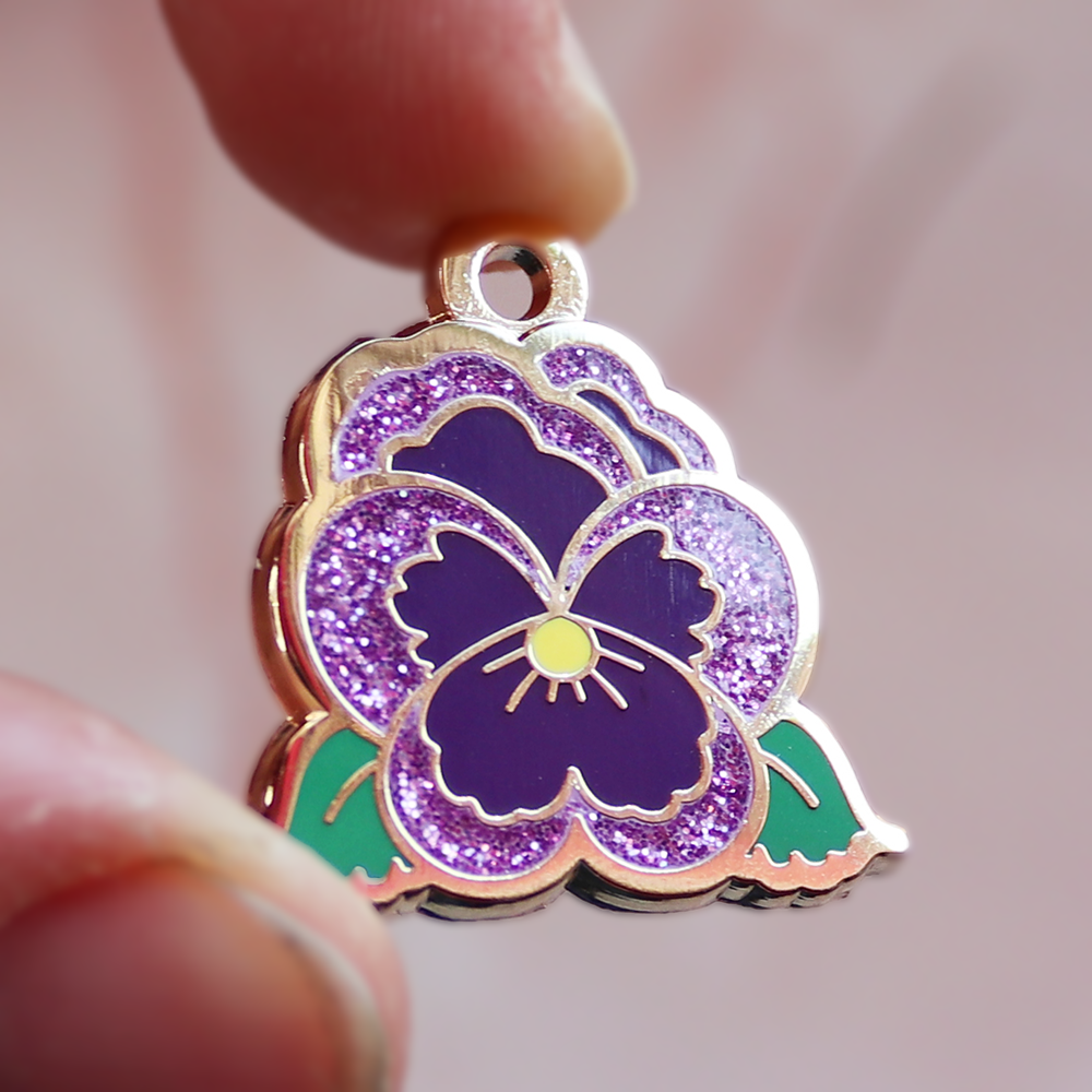 Pansy Engraveable ID Pet Tag Charm