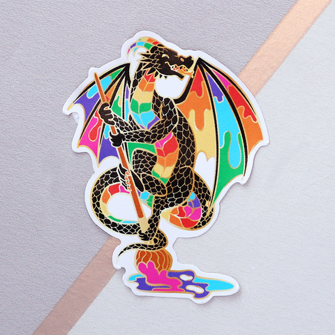 Black Paint Dragon Vinyl Sticker