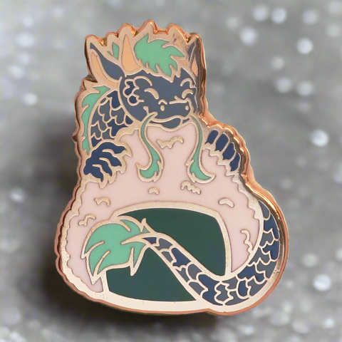 Blue Onigiri Dragon Enamel Pin
