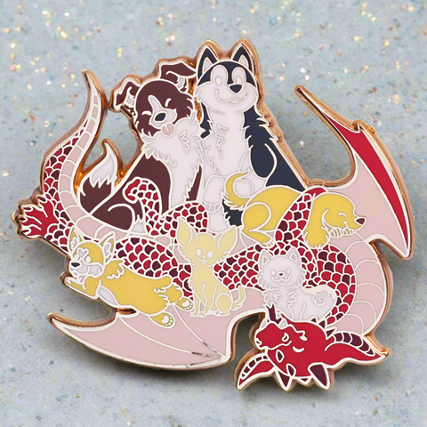 Dog Hoarder Dragon Enamel Pin