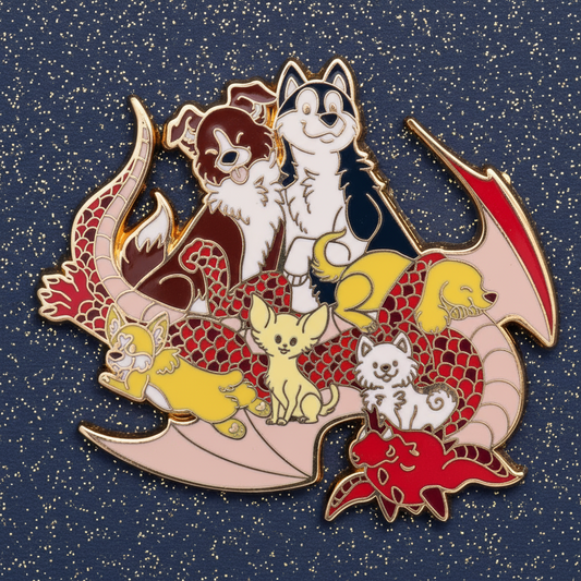 Dog Hoarder Dragon Enamel Pin