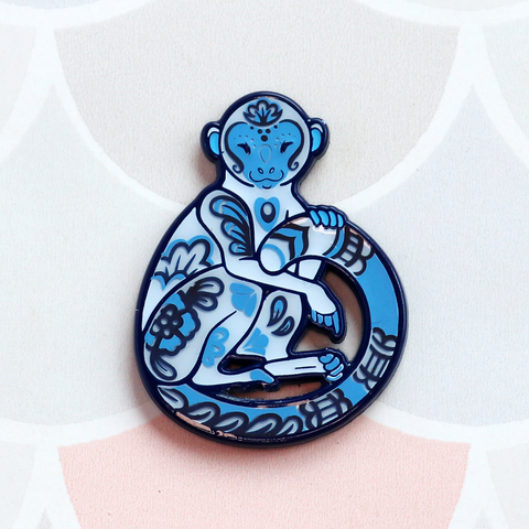 Blue Monkey Enamel Pin