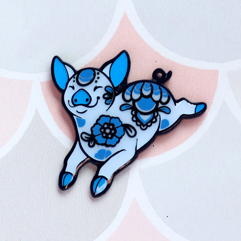 Blue Pig Enamel Pin