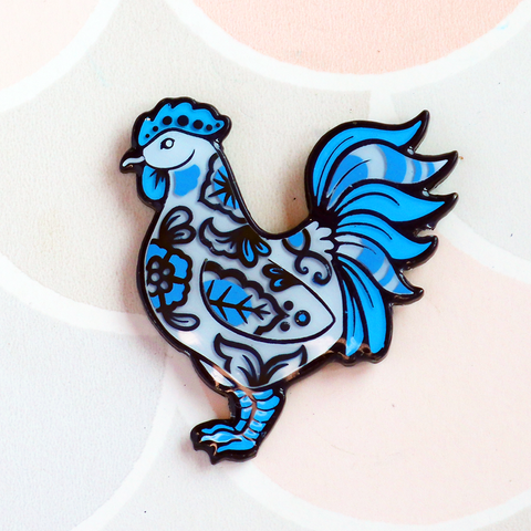 Blue Rooster Enamel Pin