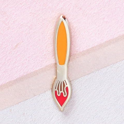 Orange Paintbrush Mini Pin