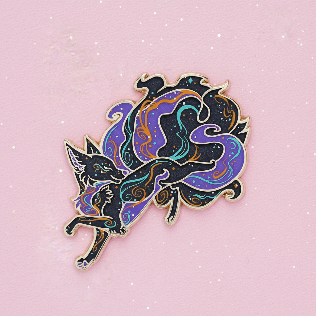 Celestial Kitsune Fox Enamel Pin