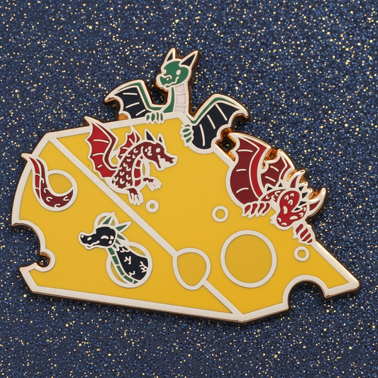 Cheese Hoarder Dragons Enamel Pin