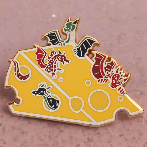 Cheese Hoarder Dragons Enamel Pin