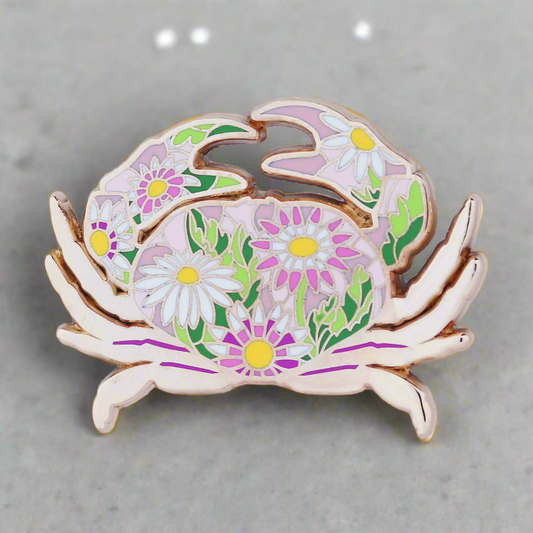 Crab Stained Glass Style Enamel Pin