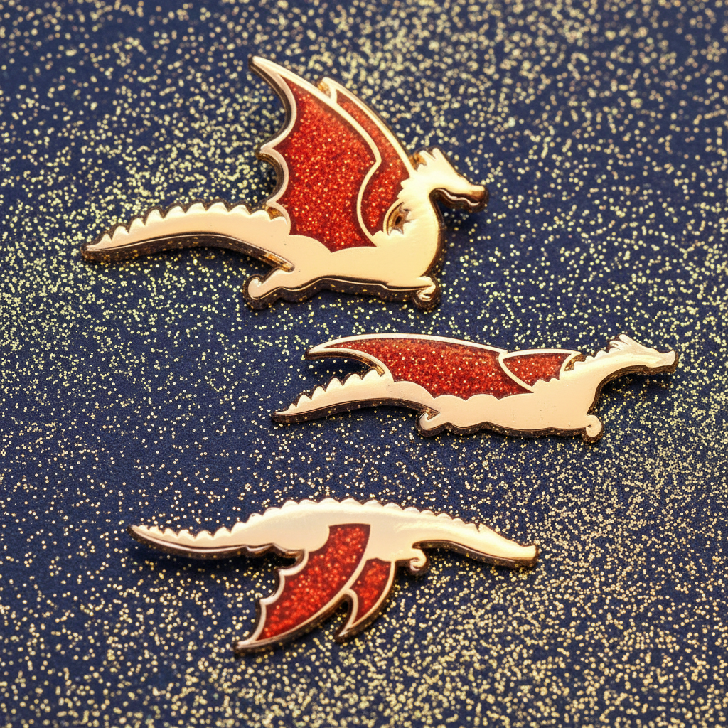 Dragon in Flight Enamel Pin Set