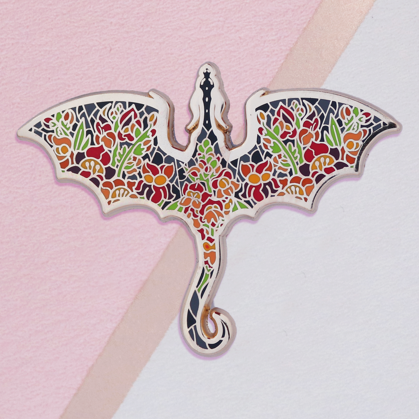 Dragon Stained Glass Style Enamel Pin