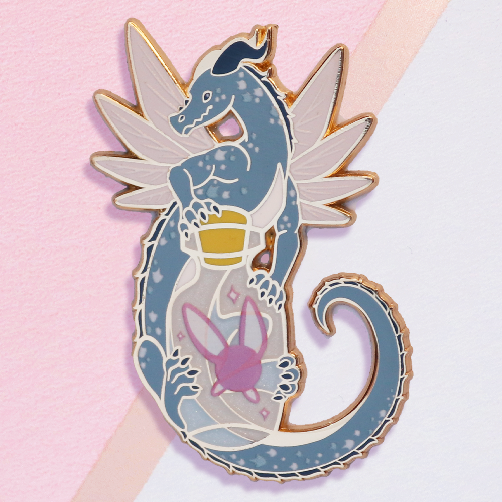 Bottled Fairy Hoarder Dragon Enamel Pin
