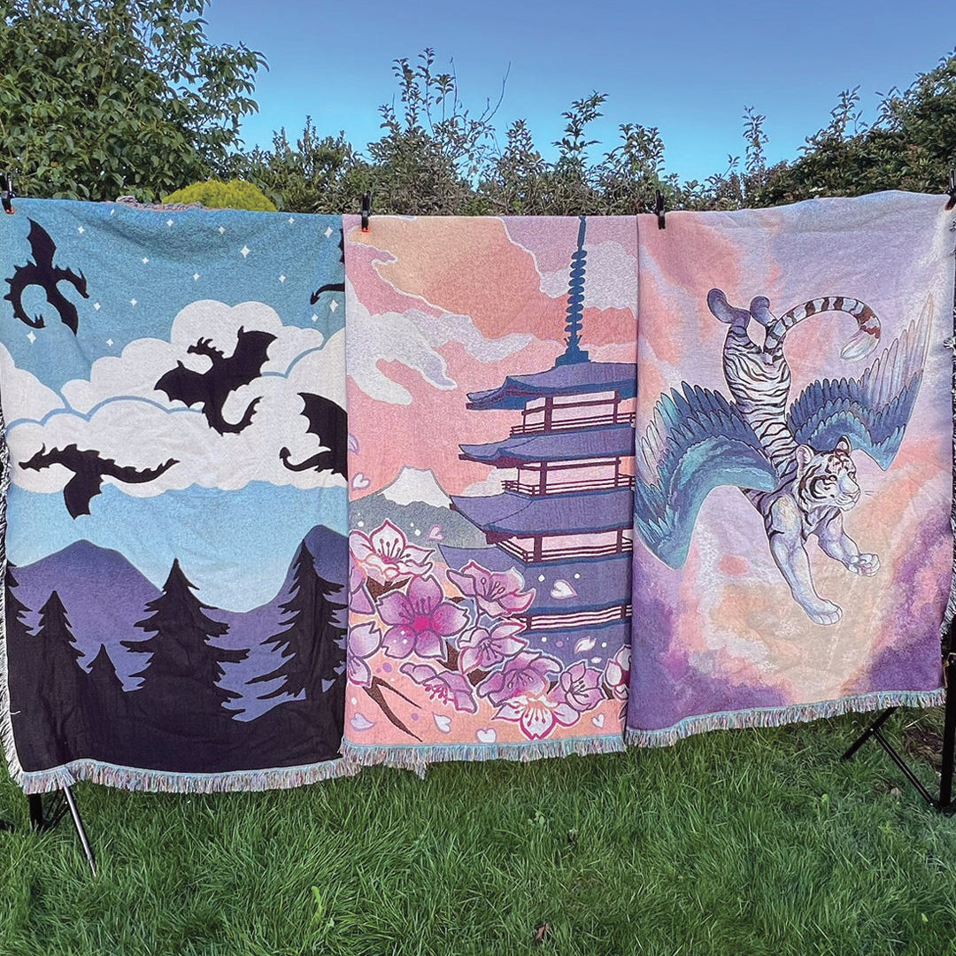 Blossom Skies Luxury Woven Blanket