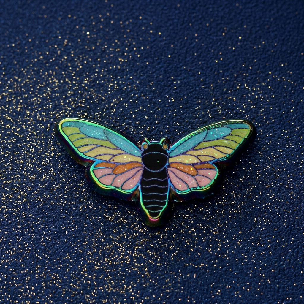 Cicada Rainbow Metal Mini Pin