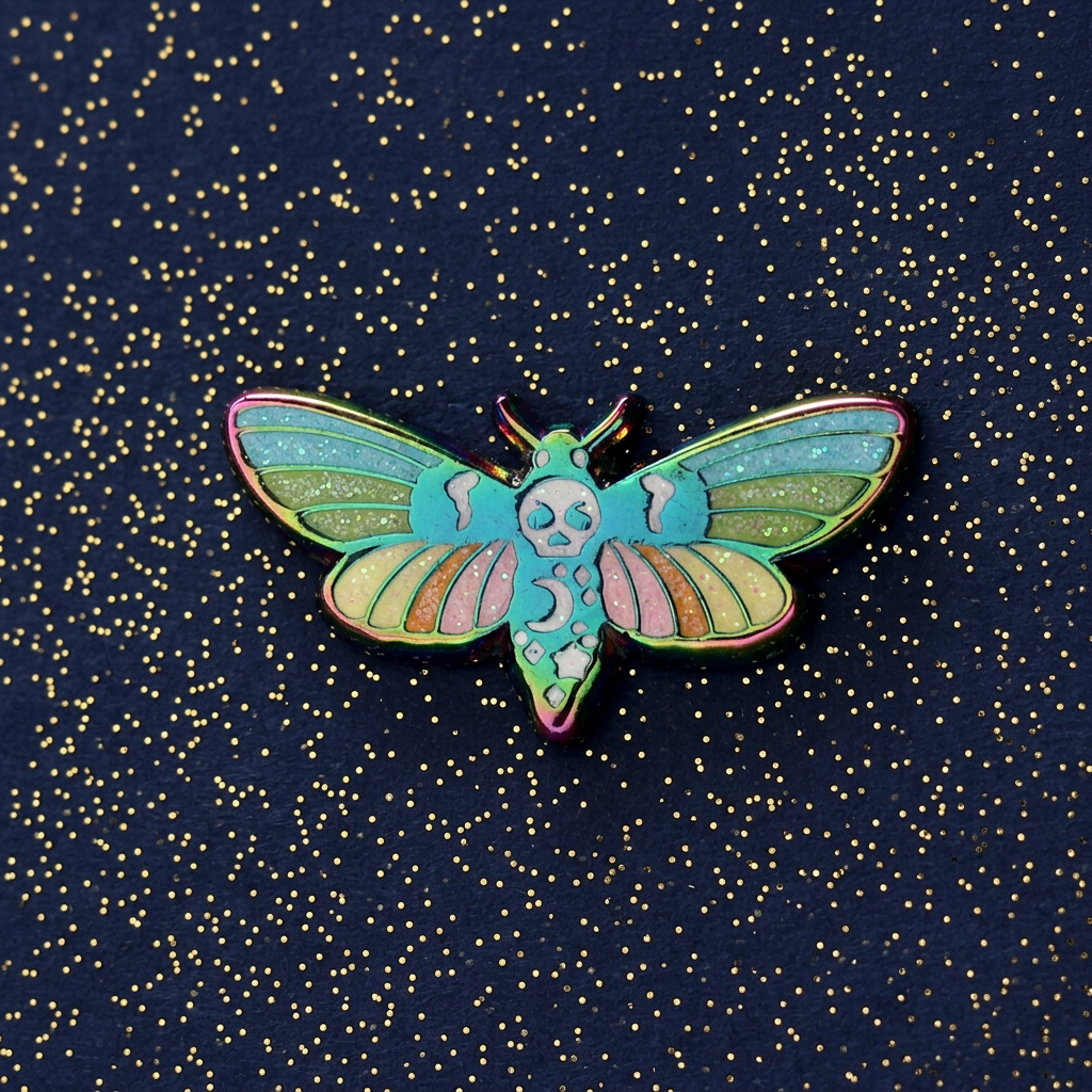 Death's Head Hawk Moth Rainbow Metal Mini Pin