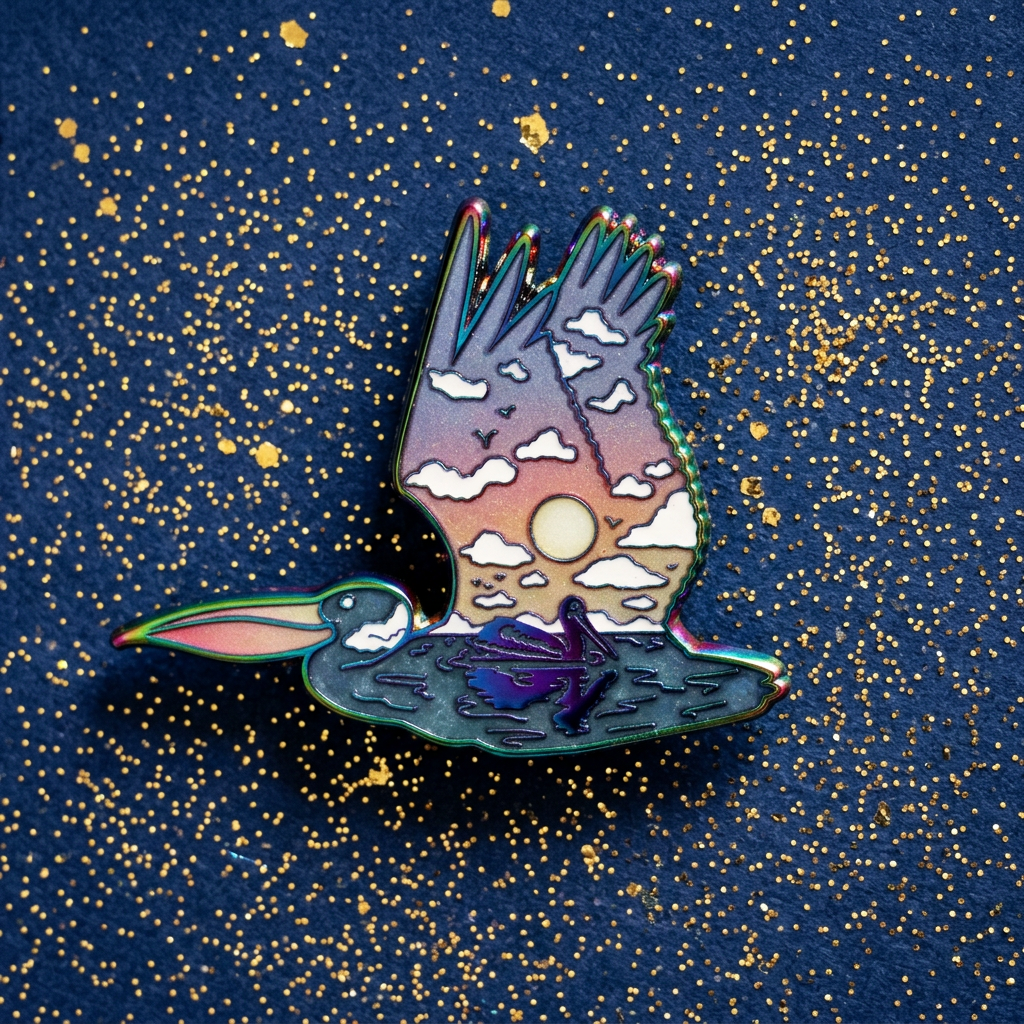 Morning Mirror Pelican Enamel Pin