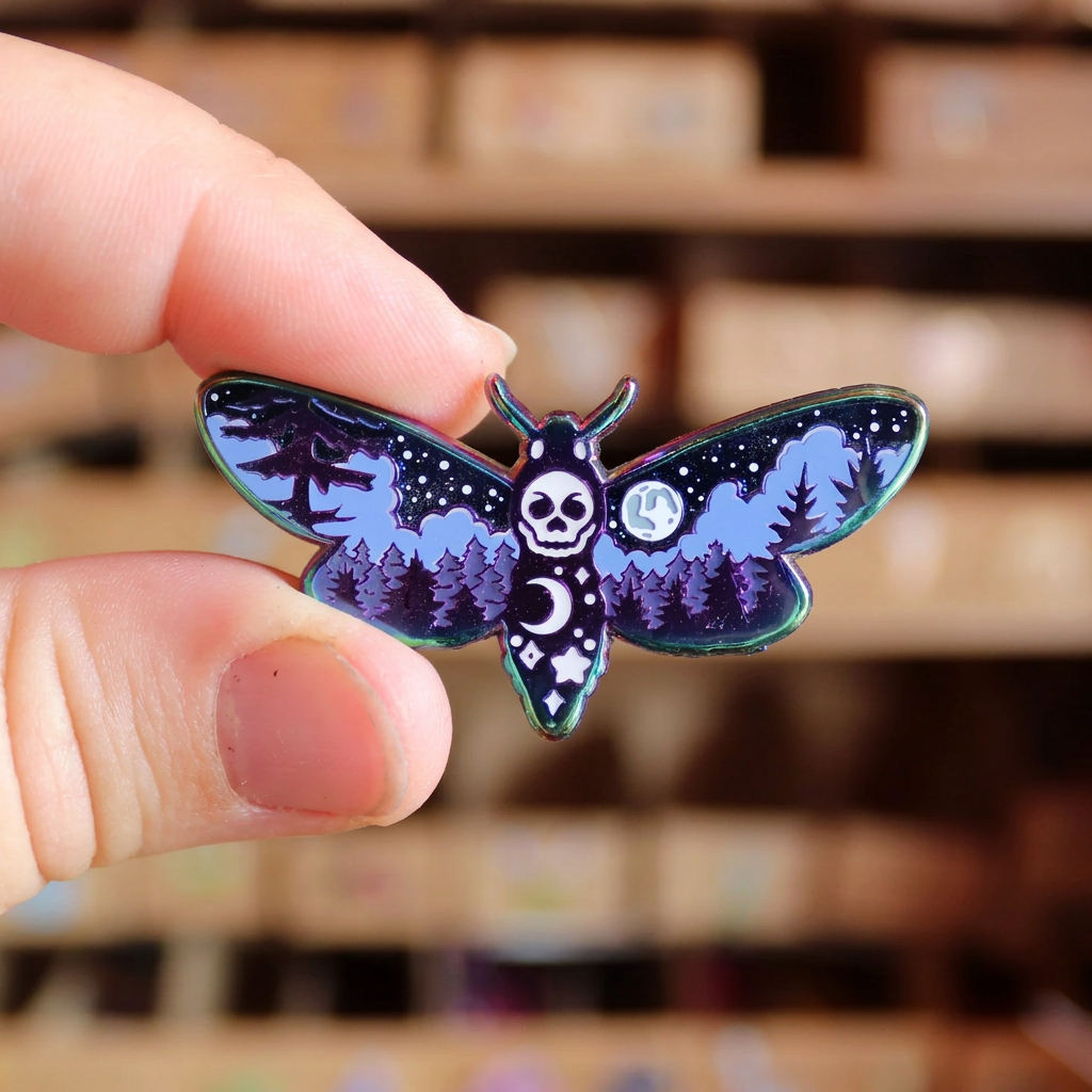 Midnight Moth Enamel Pin