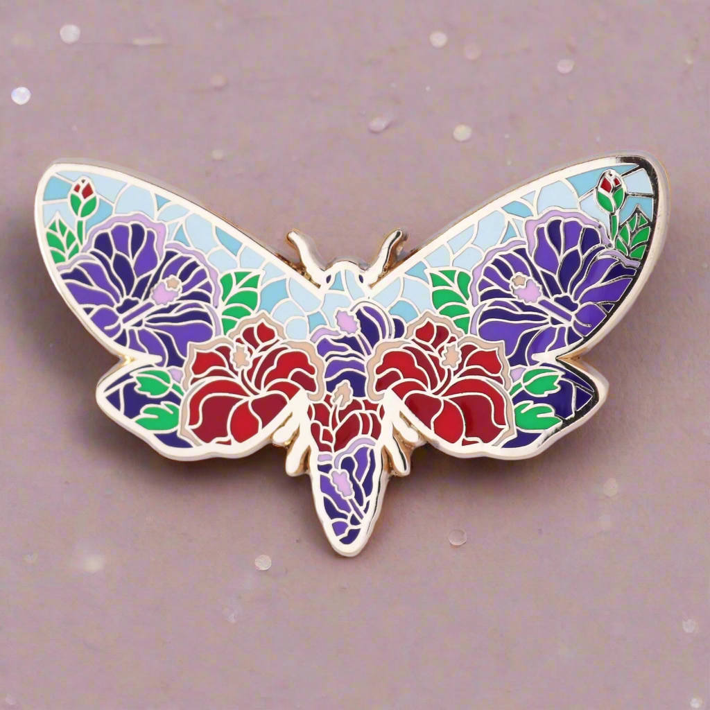 Moth Stained Glass Style Enamel Pin
