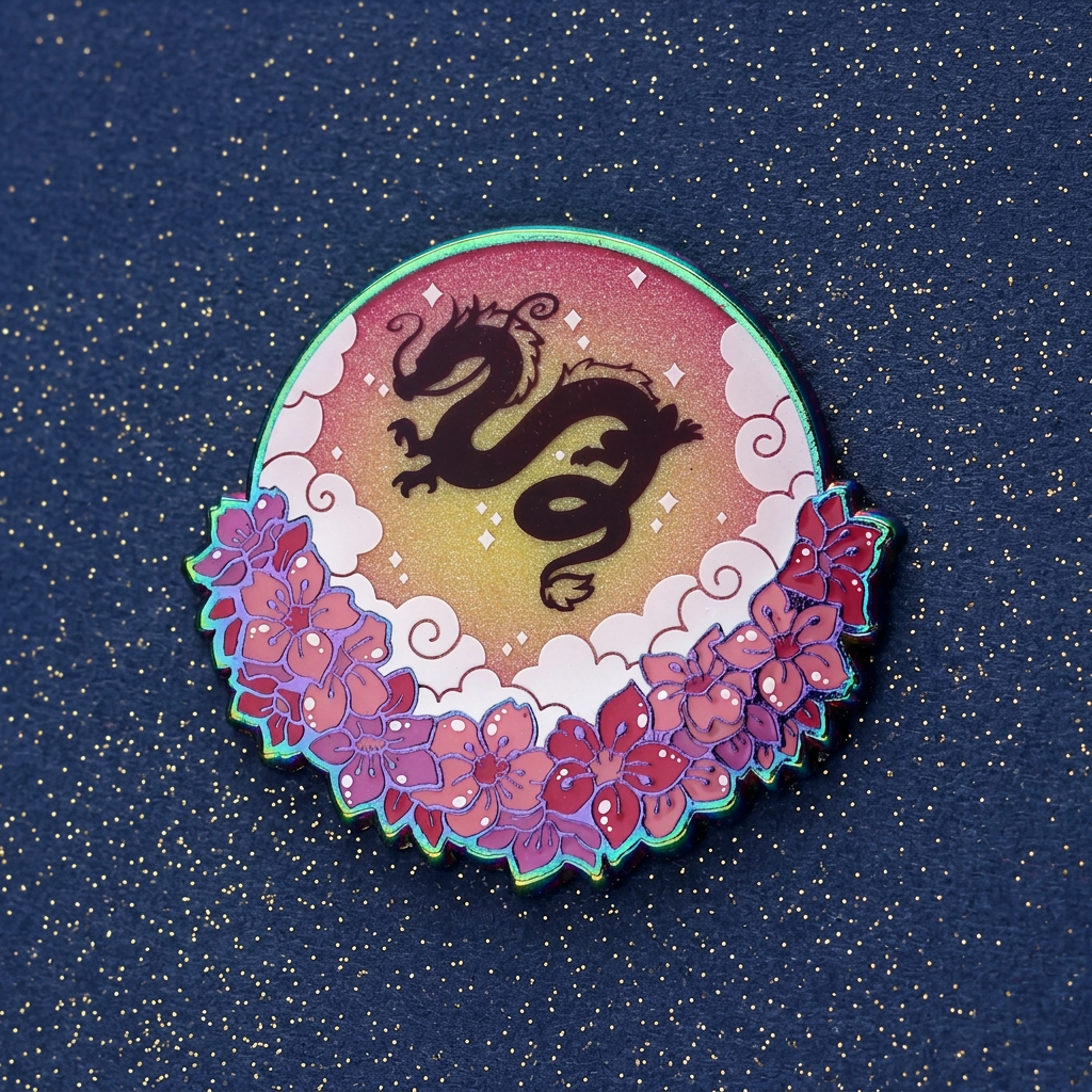 Eastern Dragon Skybound Silhouette Enamel Pin