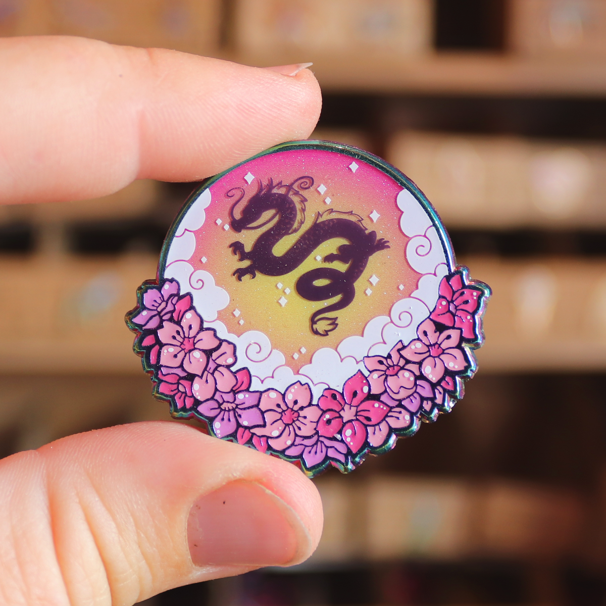 Eastern Dragon Skybound Silhouette Enamel Pin