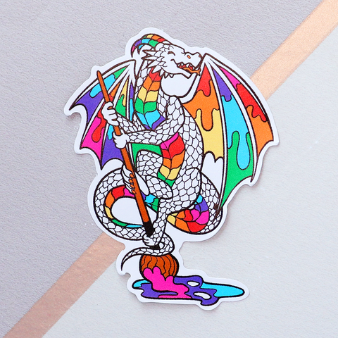 White Paint Dragon Vinyl Sticker