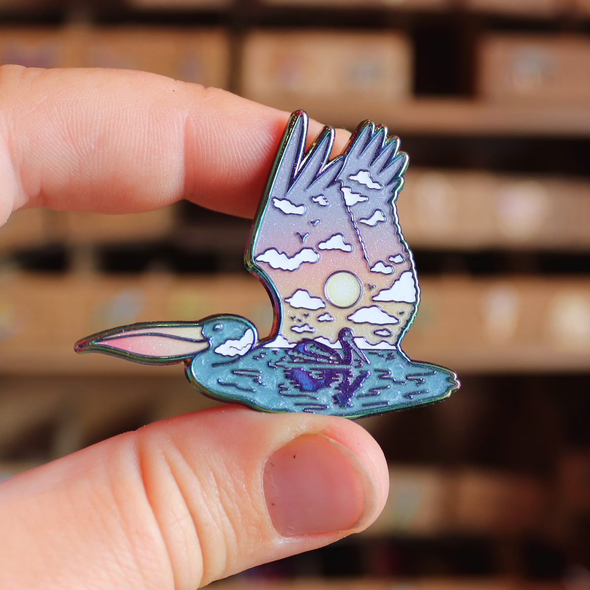 Morning Mirror Pelican Enamel Pin