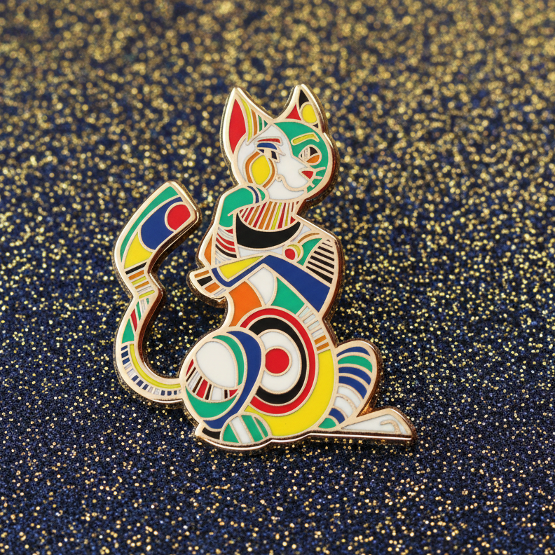 Picasso Cat Gold Enamel Pin