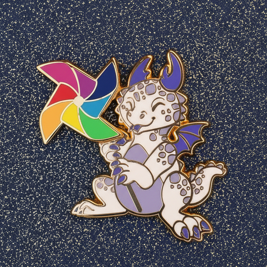 Four Winged Pinwheel Dragon Enamel Pin