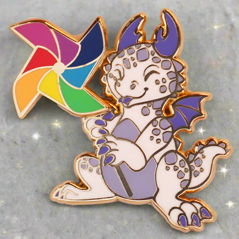 Four Winged Pinwheel Dragon Enamel Pin