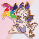 Four Winged Pinwheel Dragon Enamel Pin