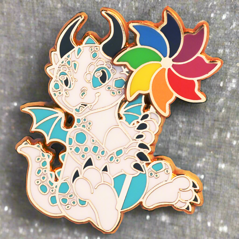 Eight Winged Pinwheel Dragon Enamel Pin