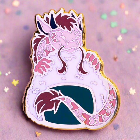 Pink Onigiri Dragon Enamel Pin
