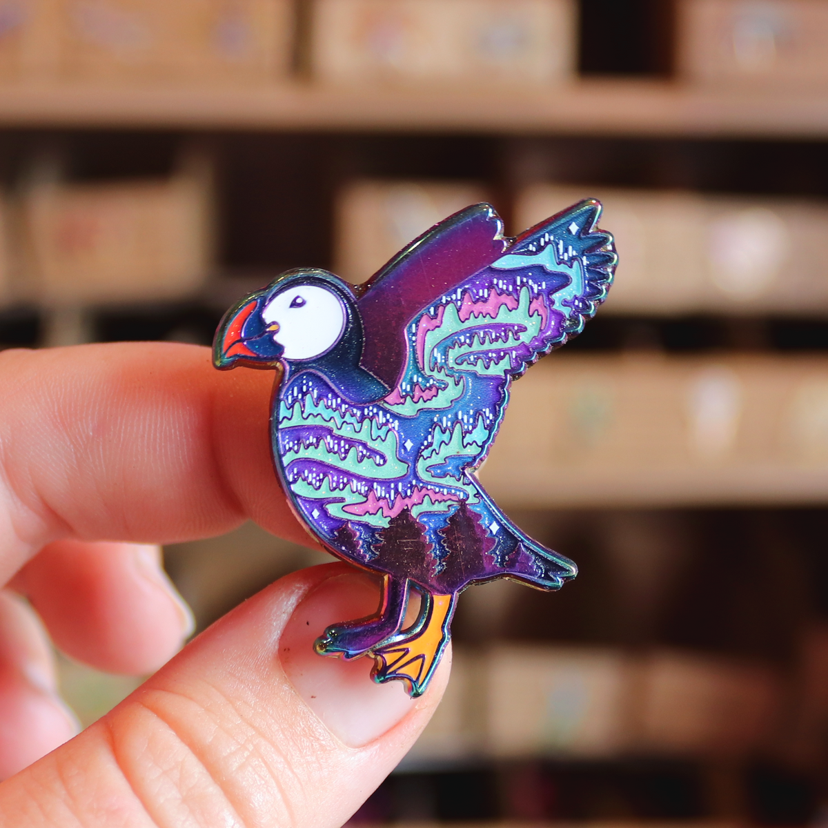 Aurora Arc Puffin Enamel Pin