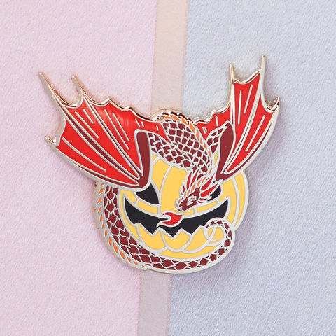 Drac-o-Lantern Pumpkin Dragon Enamel Pin