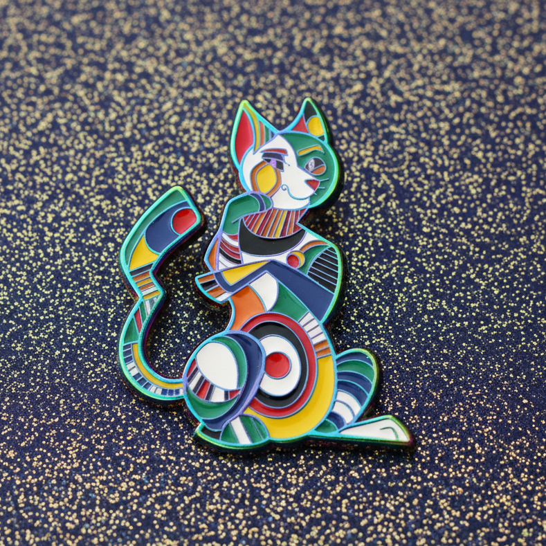 Picasso Cat Rainbow Enamel Pin