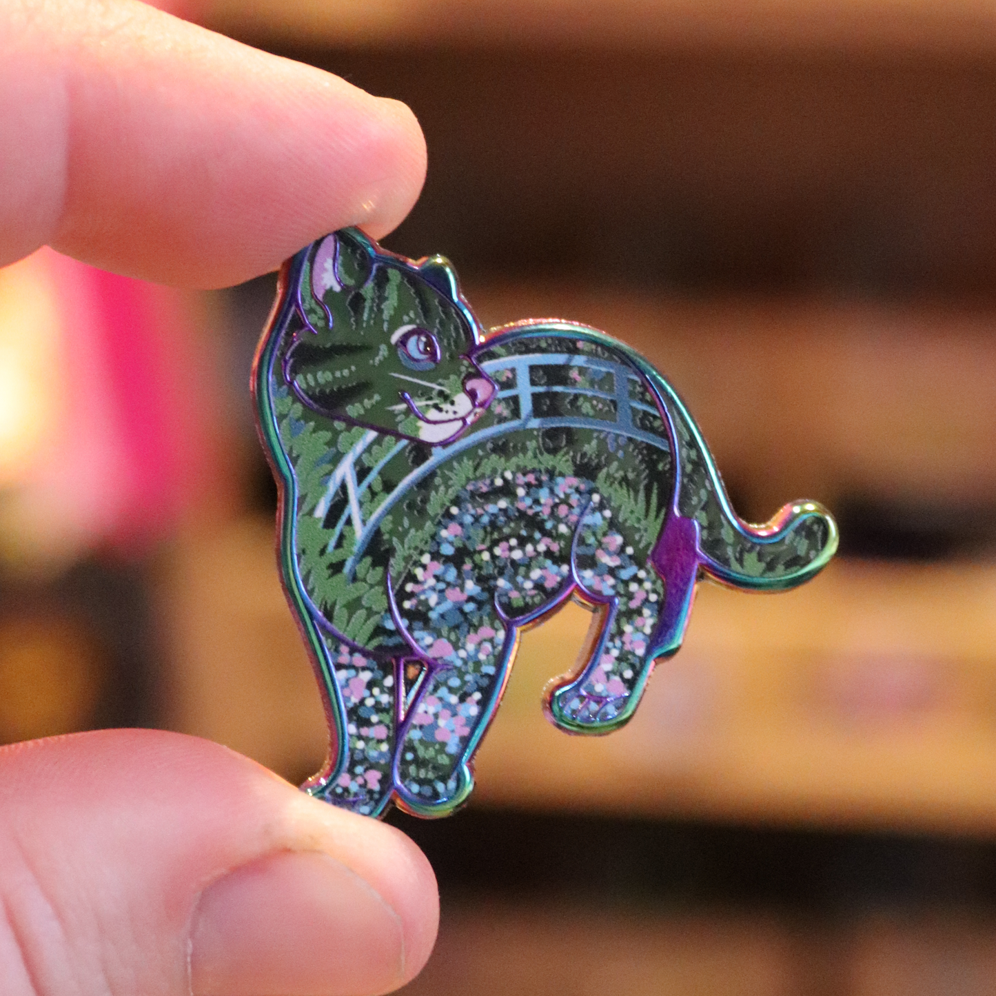 Monet Cat Rainbow Enamel Pin
