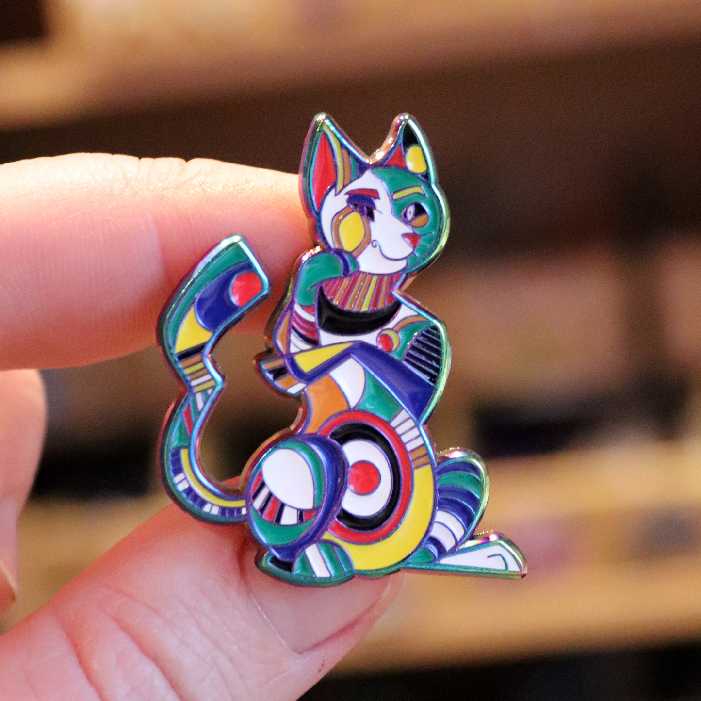 Picasso Cat Rainbow Enamel Pin