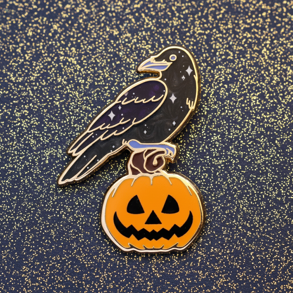 Spooky Raven Enamel Pin