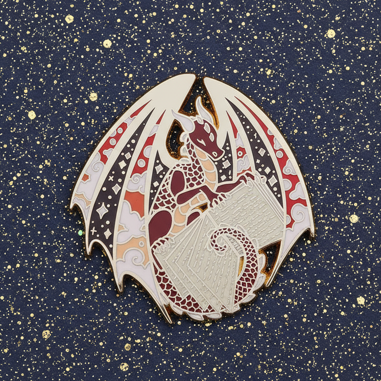 Red Book Dragon Enamel Pin