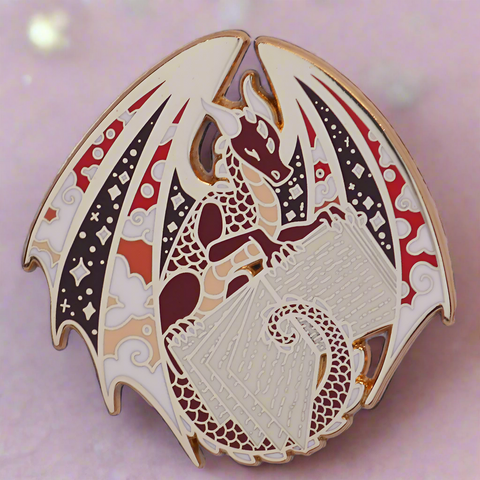 Red Book Dragon Enamel Pin