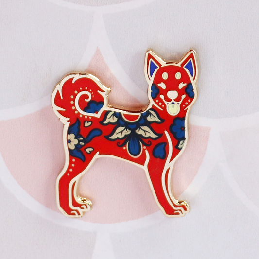 Red Dog Enamel Pin