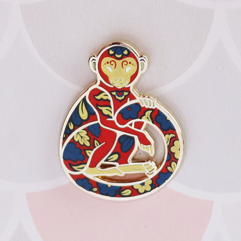 Red Monkey Enamel Pin