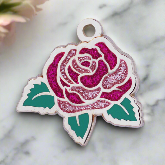 Rose Engraveable ID Pet Tag Charm