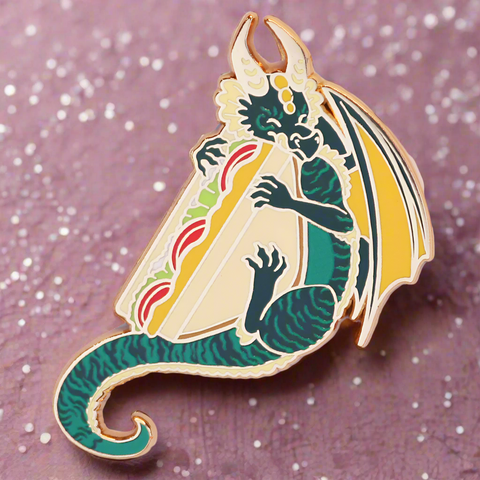 Sandwich Hoarder Dragon Enamel Pin
