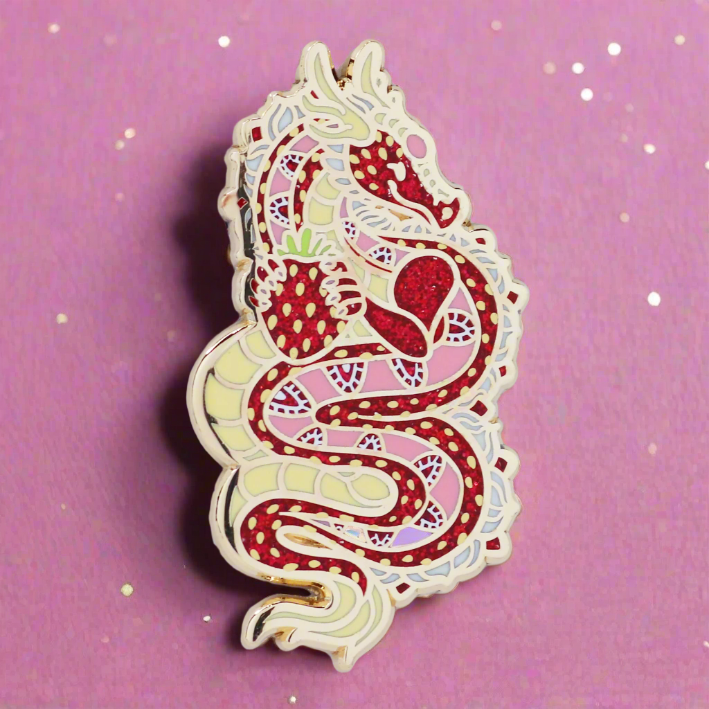 Strawberry Dragon Enamel Pin