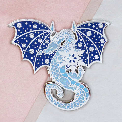 Snowflake Dragon Enamel Pin