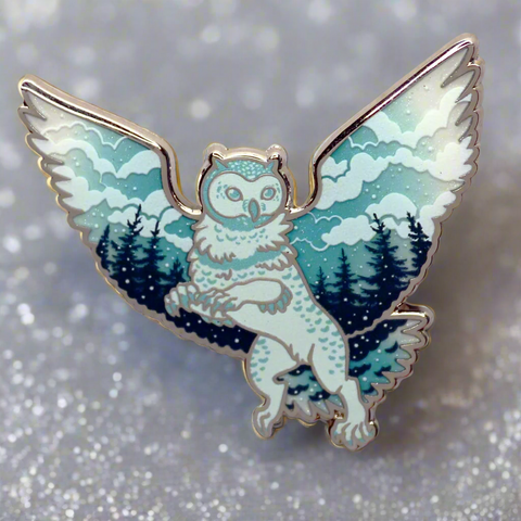 Snow Gryphon Enamel Pin