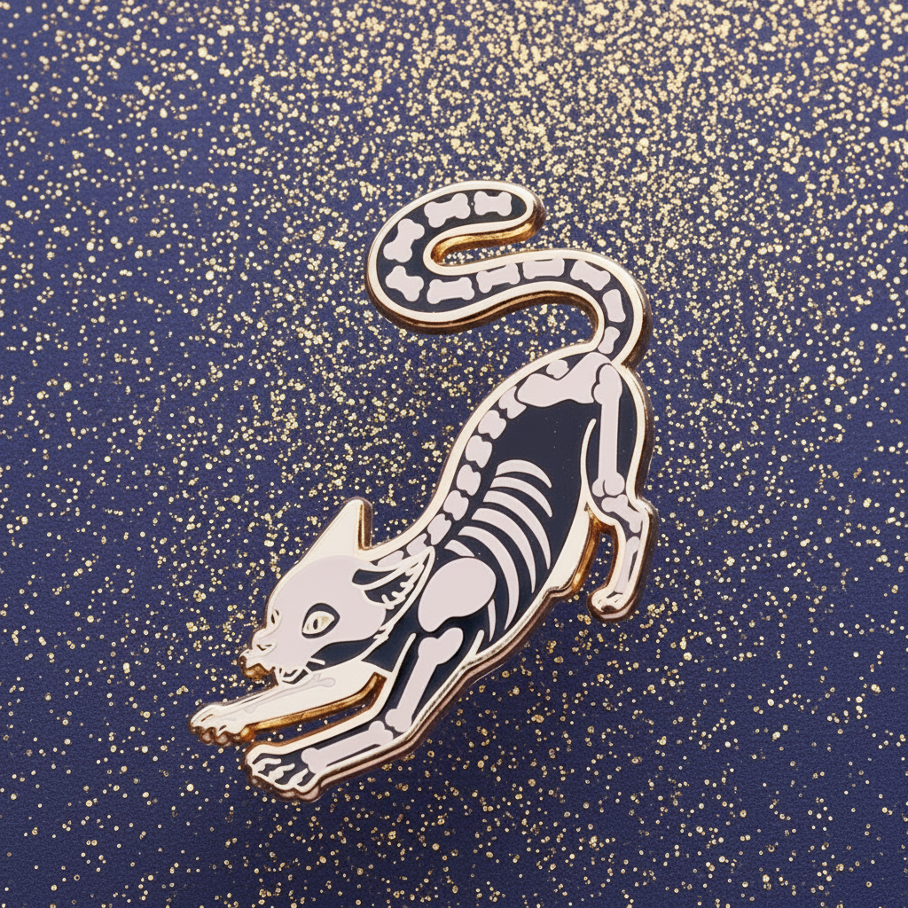 Skelly Kitty Enamel Pin