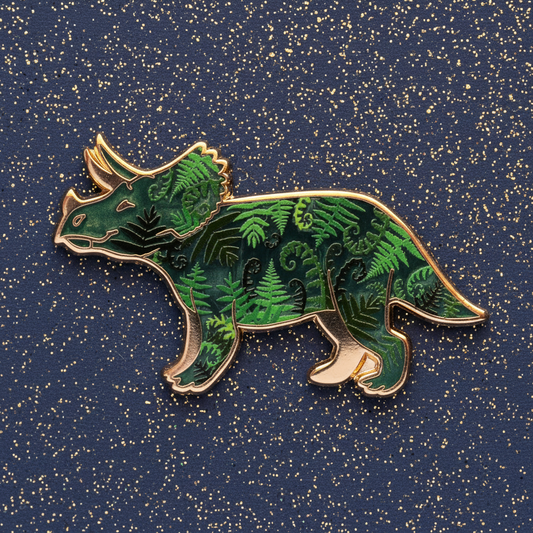 Triceratops in the Ferns Enamel Pin